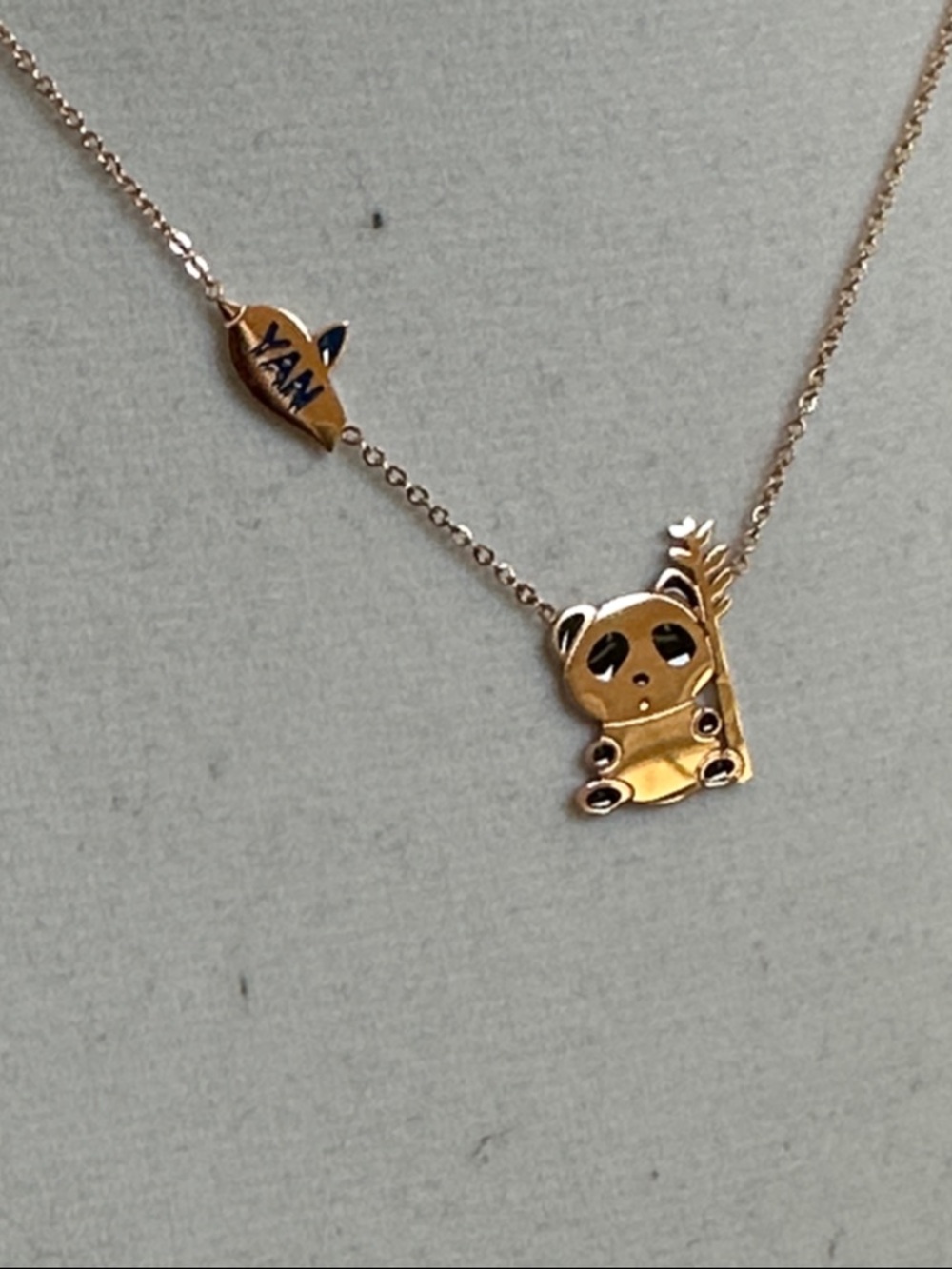 Rose Gold Stainless Steel Cute Panda Pendant Necklace
